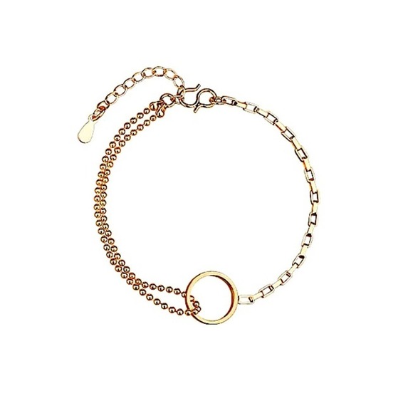 Rose Gold Plated Minimalist Bracelet, Irregular, Geometric, Dainty - Picture 5 of 7